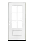 6-lite 3/4 glass prehung exterior door with 1 bottom panel