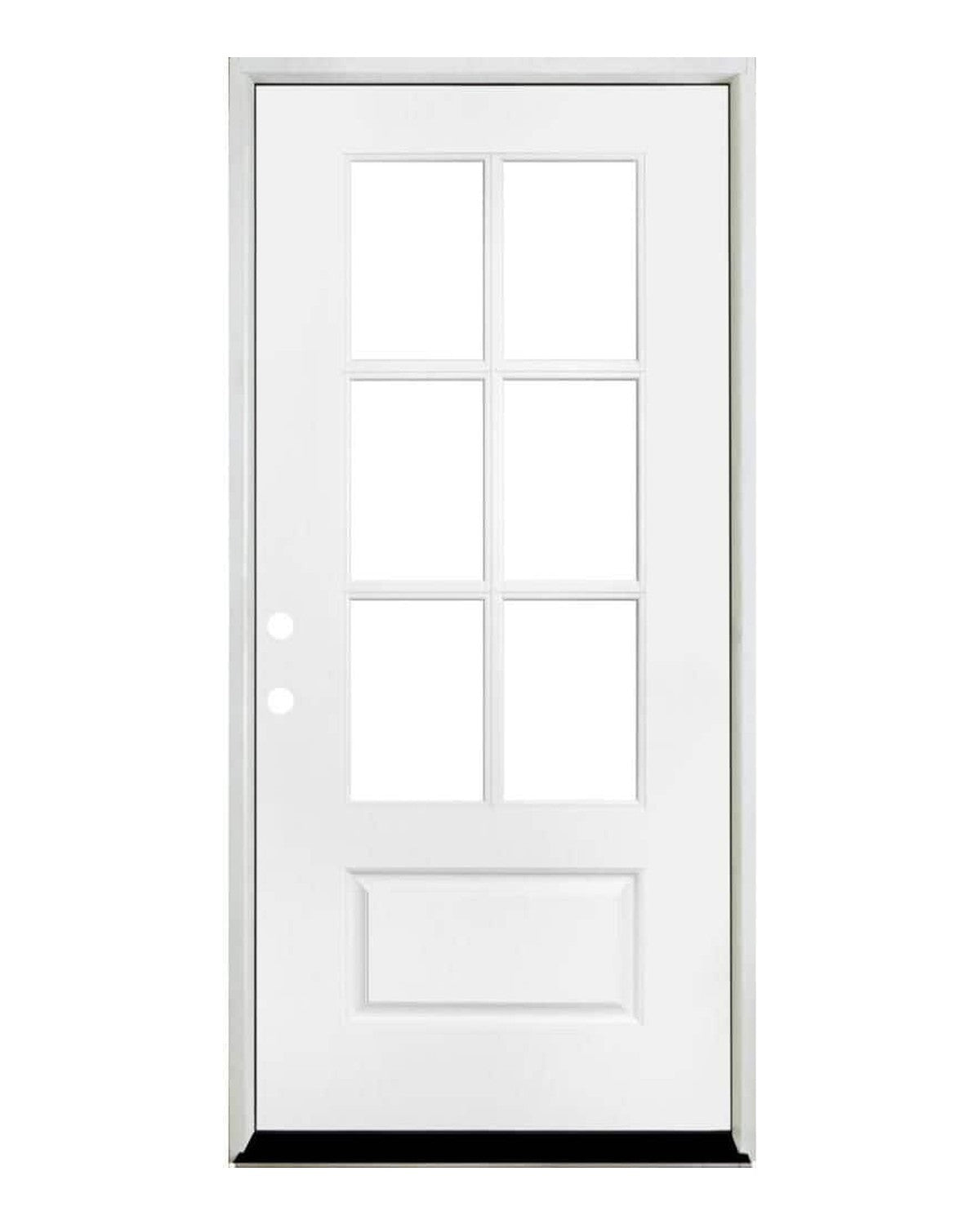 6-lite 3/4 glass prehung exterior door with 1 bottom panel