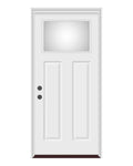 Craftsman 1-lite clear glass prehung exterior door with 2 panels