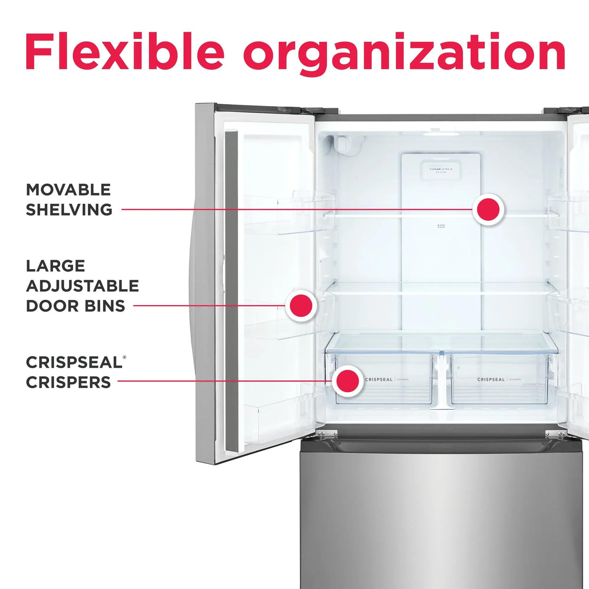 Frigidaire FRFG201LAV Stainless Steel French Door Refrigerator, manufacturer photo 6
