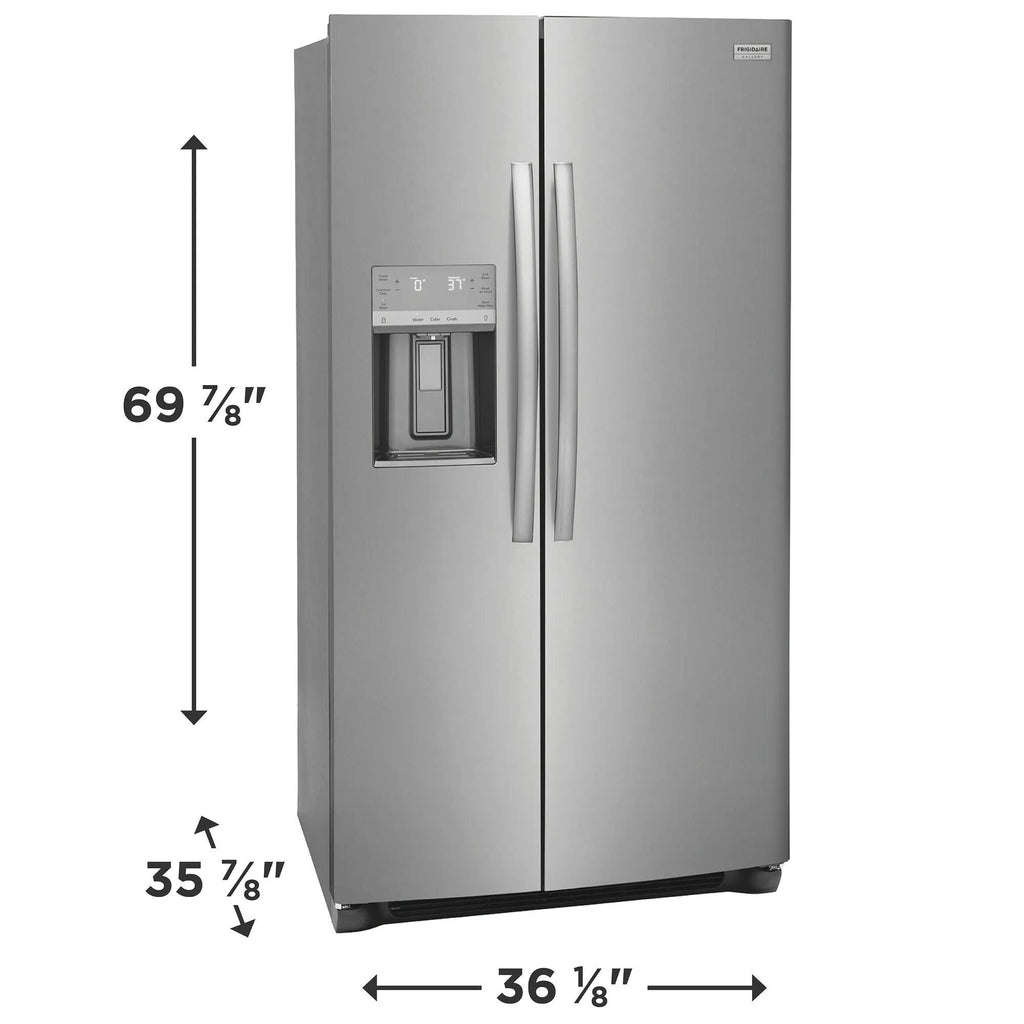 Frigidaire Gallery GRSS2652AF Stainless Steel Side-by-Side Refrigerator, dimension diagram