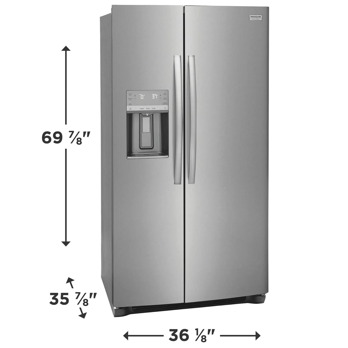 Frigidaire Gallery GRSS2652AF Stainless Steel Side-by-Side Refrigerator, dimension diagram