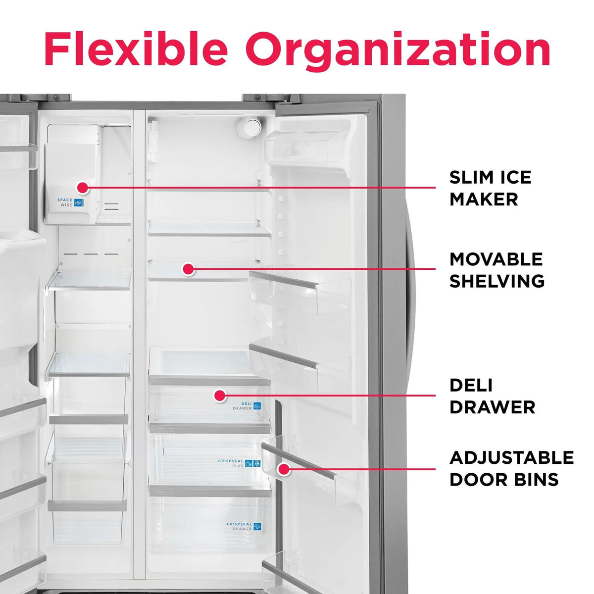 Frigidaire Gallery GRSS2652AF Stainless Steel Side-by-Side Refrigerator, manufacturer photo 5