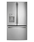 GE GYE21JYMFS Stainless Steel French Door Refrigerator, front view