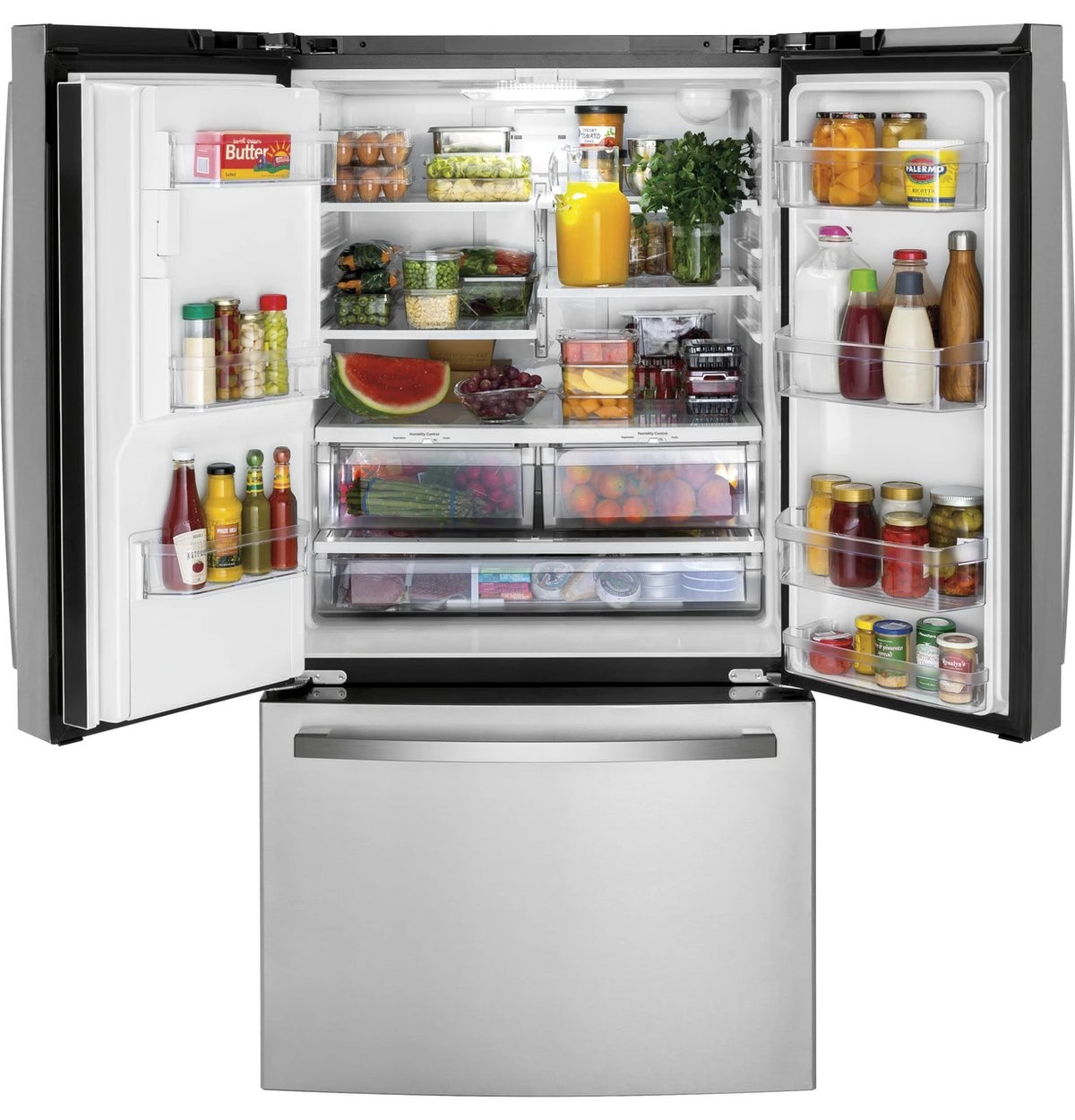 GE GYE21JYMFS Stainless Steel French Door Refrigerator, manufacturer photo 3