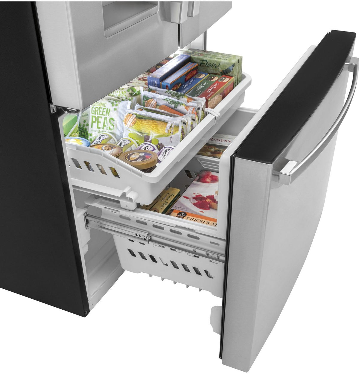 GE GYE21JYMFS Stainless Steel French Door Refrigerator, manufacturer photo 6