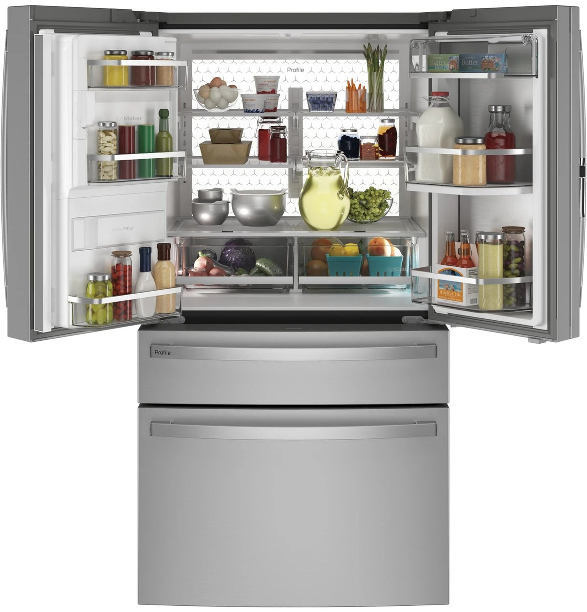 GE Profile PVD28BYNFS Stainless Steel 4-Door French Door Refrigerator, manufacturer photo 5
