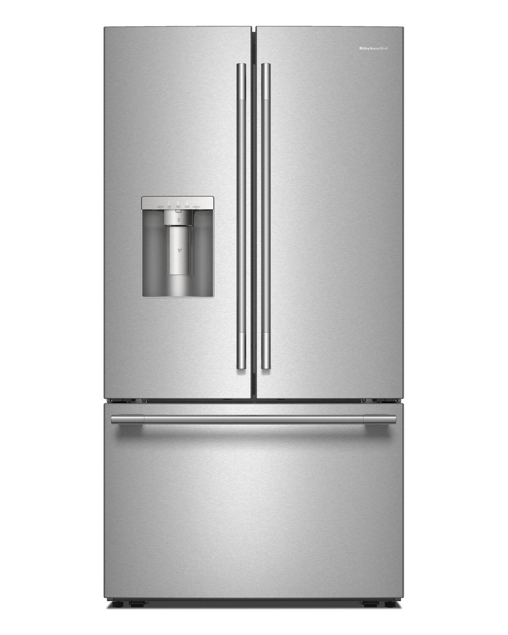 KitchenAid KRFF436SPS PrintShield Stainless French Door Refrigerator, front view