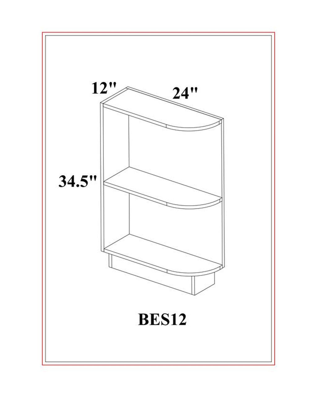 Shaker White Base End Shelf dimension drawing