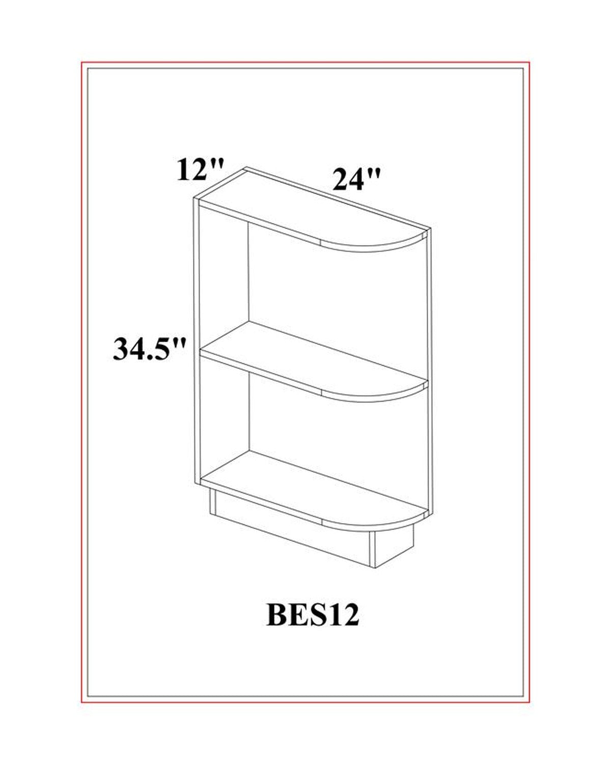 Shaker White Base End Shelf dimension drawing