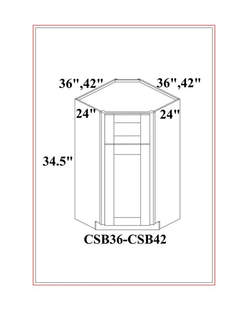 Shaker White Corner Sink Base Cabinet dimension drawing