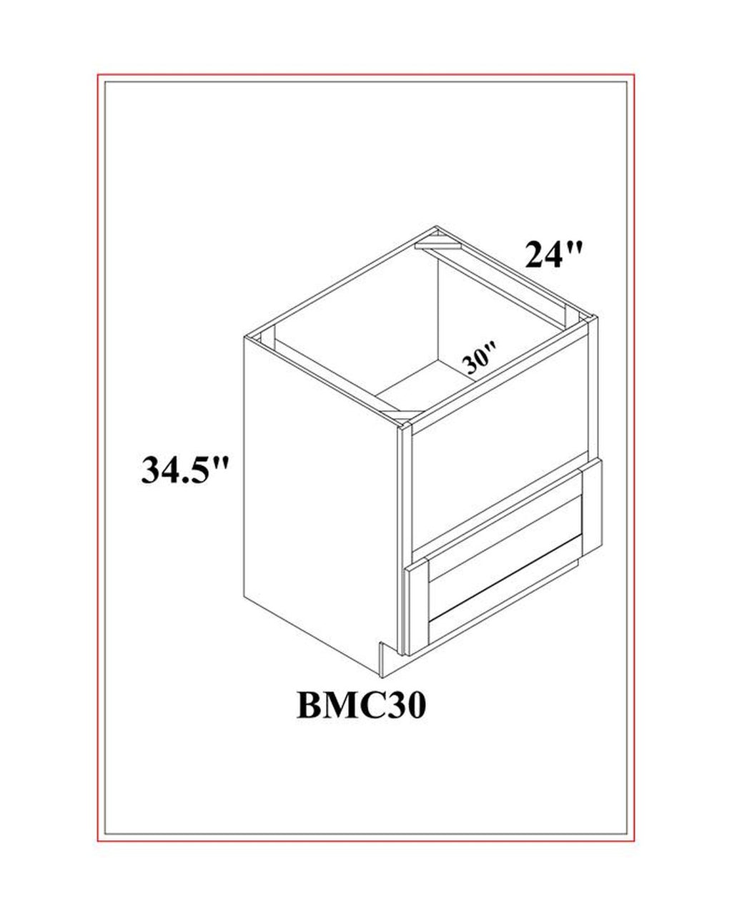 Shaker White Microwave Base Cabinet dimension drawing