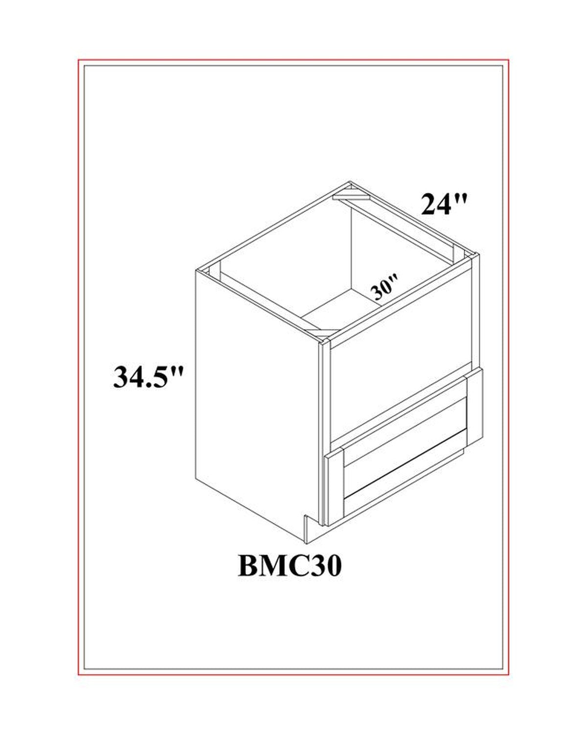 Shaker Gray Microwave Base Cabinet dimension drawing