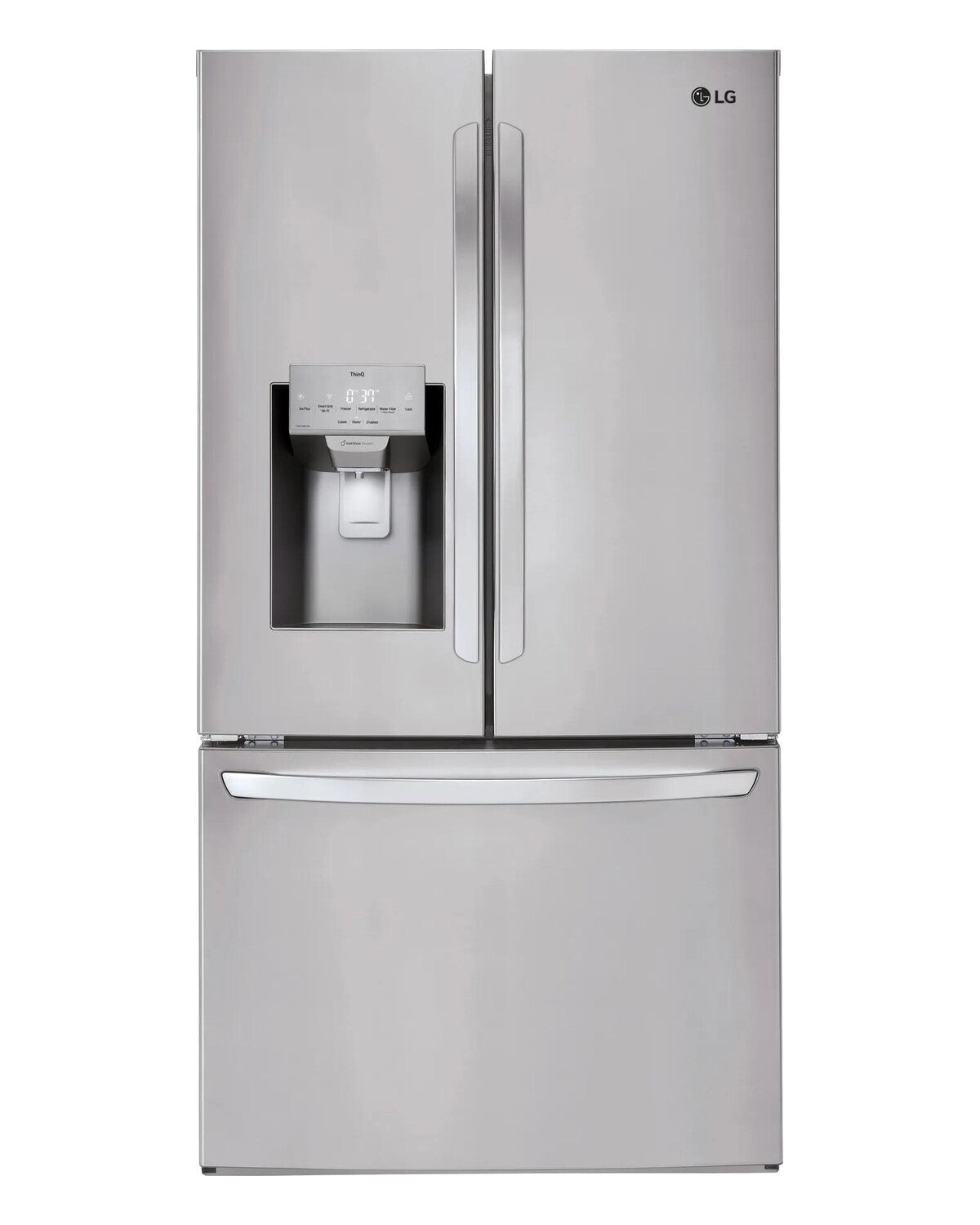 LG LRFS28XBS 3-Door French Door Refrigerator, front view