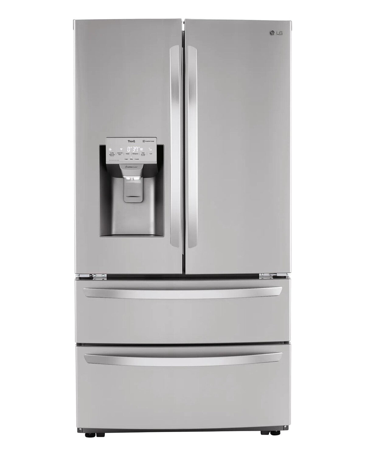 LG LRMXS2806S Double Freezer French Door Refrigerator, front view