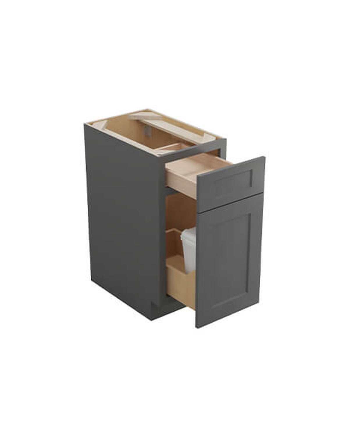 Shaker Gray Trash Can Base Cabinet with Pull-Out Kit