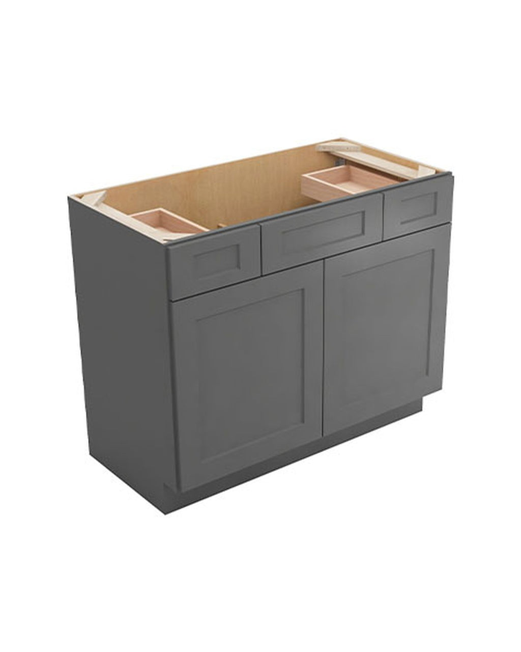 Shaker Gray Vanity Sink Base, Drawers Both Sides