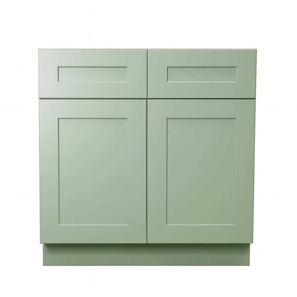 Shaker Jade Green base cabinet, 2 doors and 2 drawers