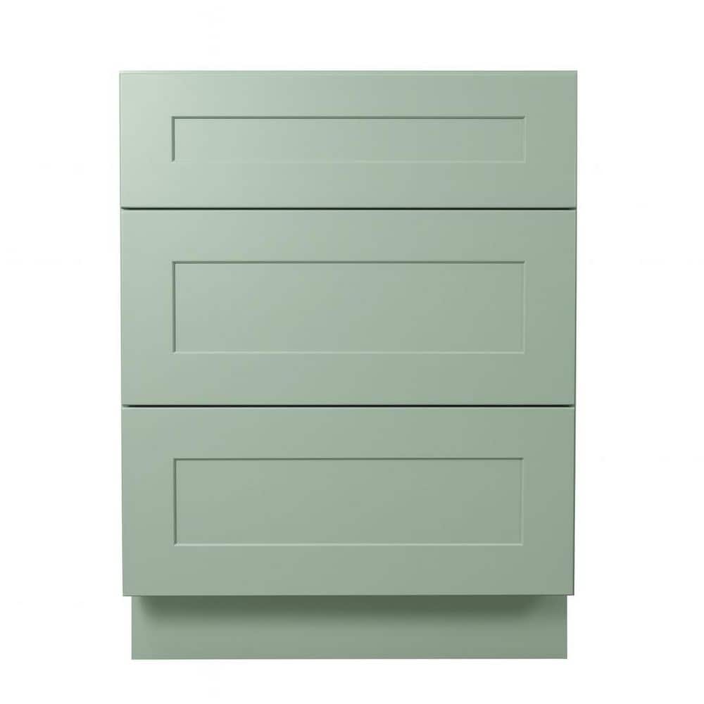 Shaker Jade Green 3 drawer base cabinet