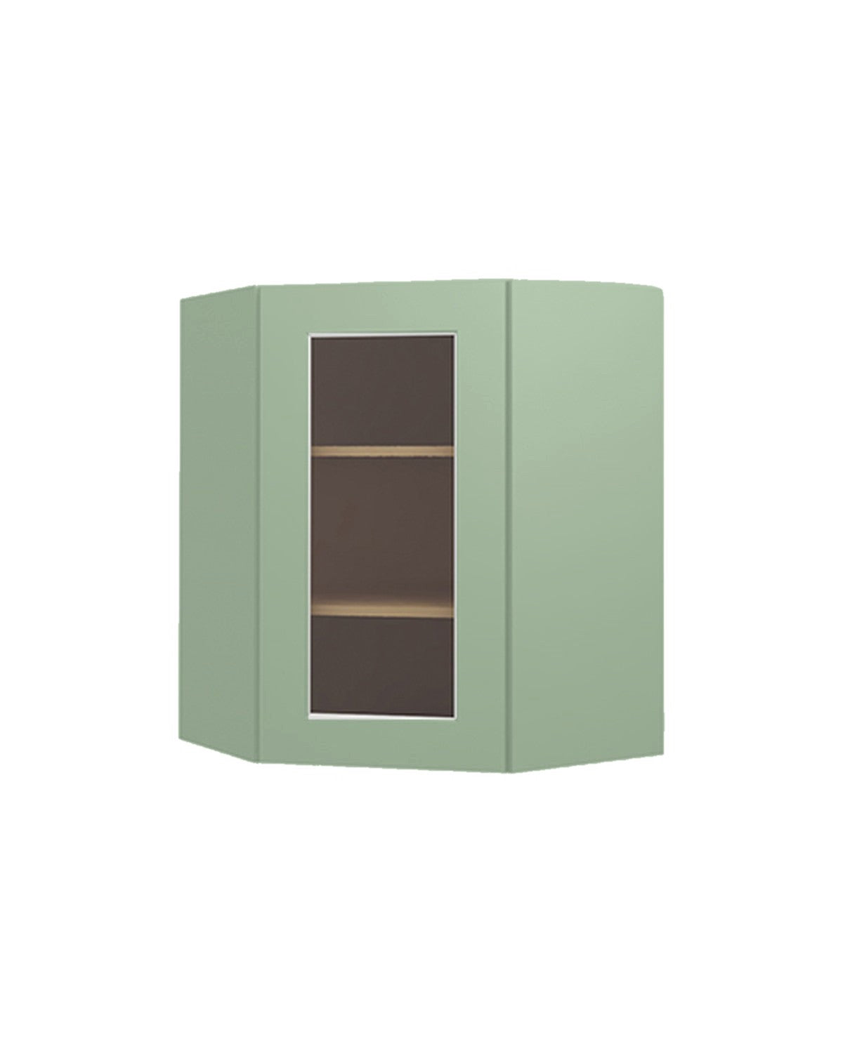 Shaker Jade Green Diagonal Corner Wall Cabinet, Glass Door (color preview)