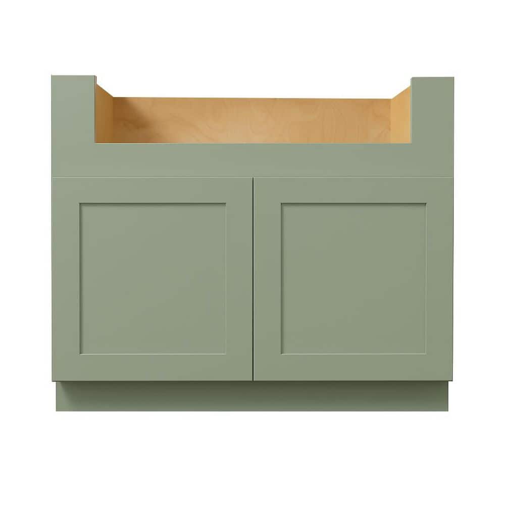 Shaker Jade Green farmhouse sink base cabinet