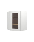 Shaker White Diagonal Corner Wall Cabinet, Glass Door