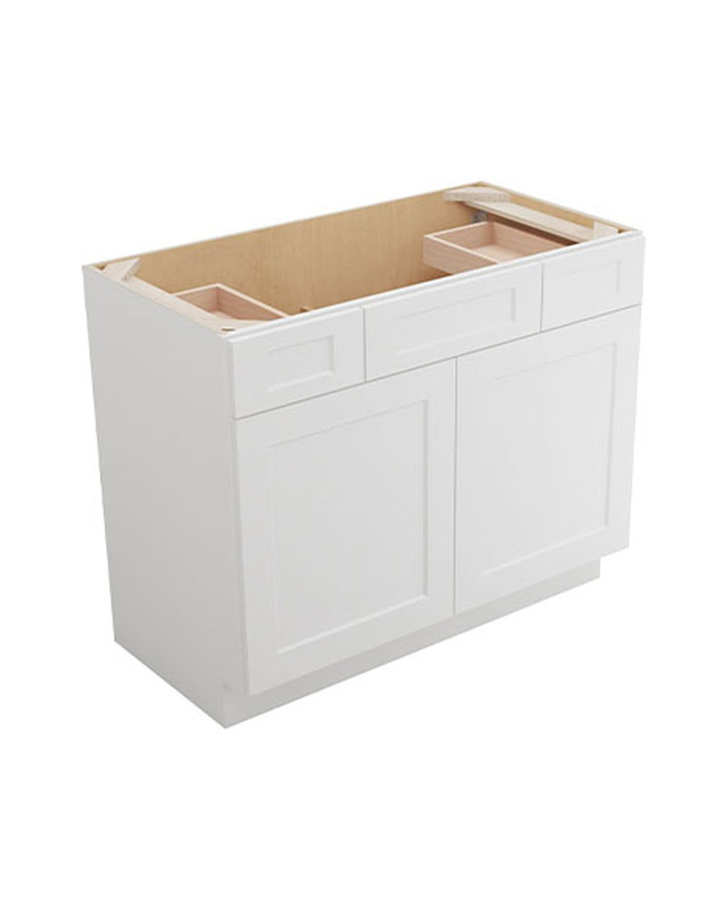 Shaker White Vanity Sink Base, Drawers Both Sides