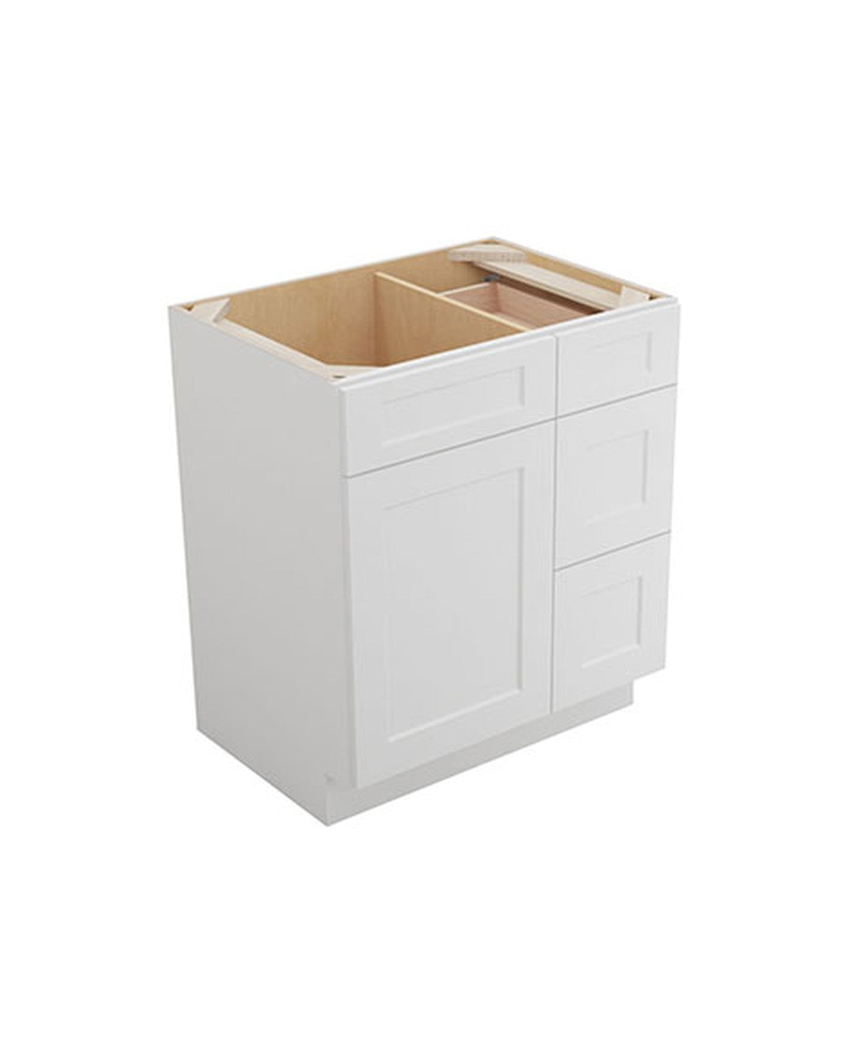 Shaker White Vanity Sink Base, Drawers One Side