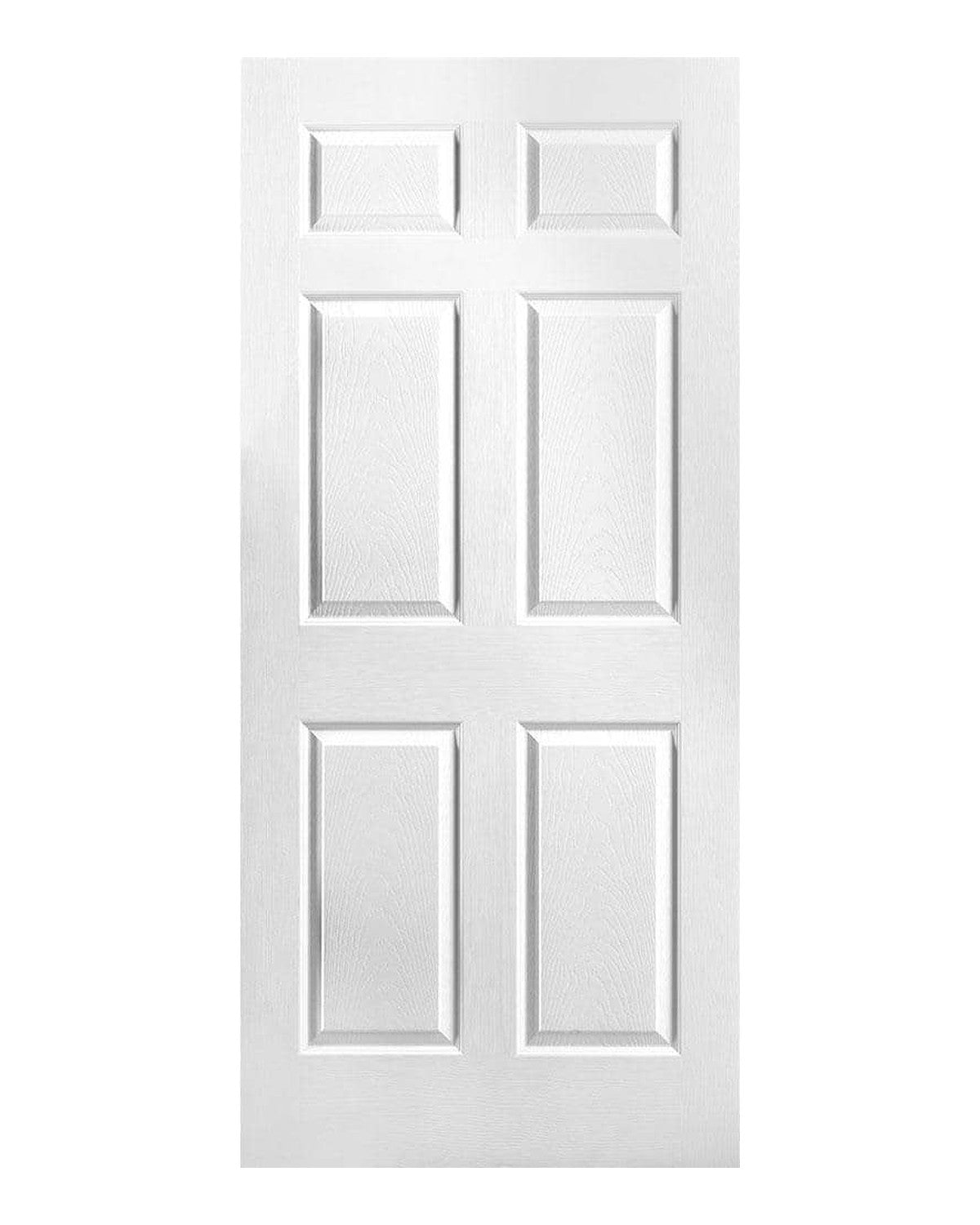 6-panel textured primed white interior door slab