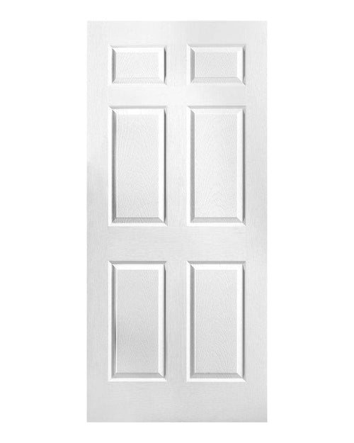 6-panel textured primed white interior door slab