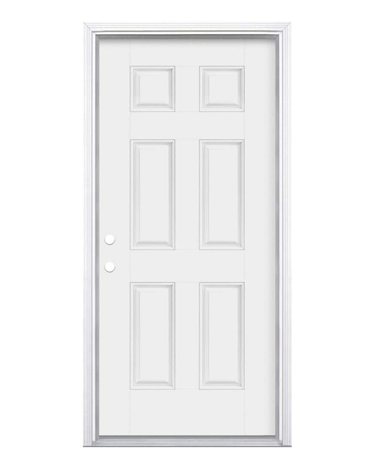 6-panel primed white prehung exterior door