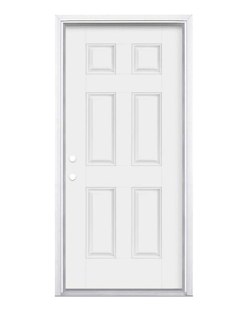 6-panel primed white prehung exterior door