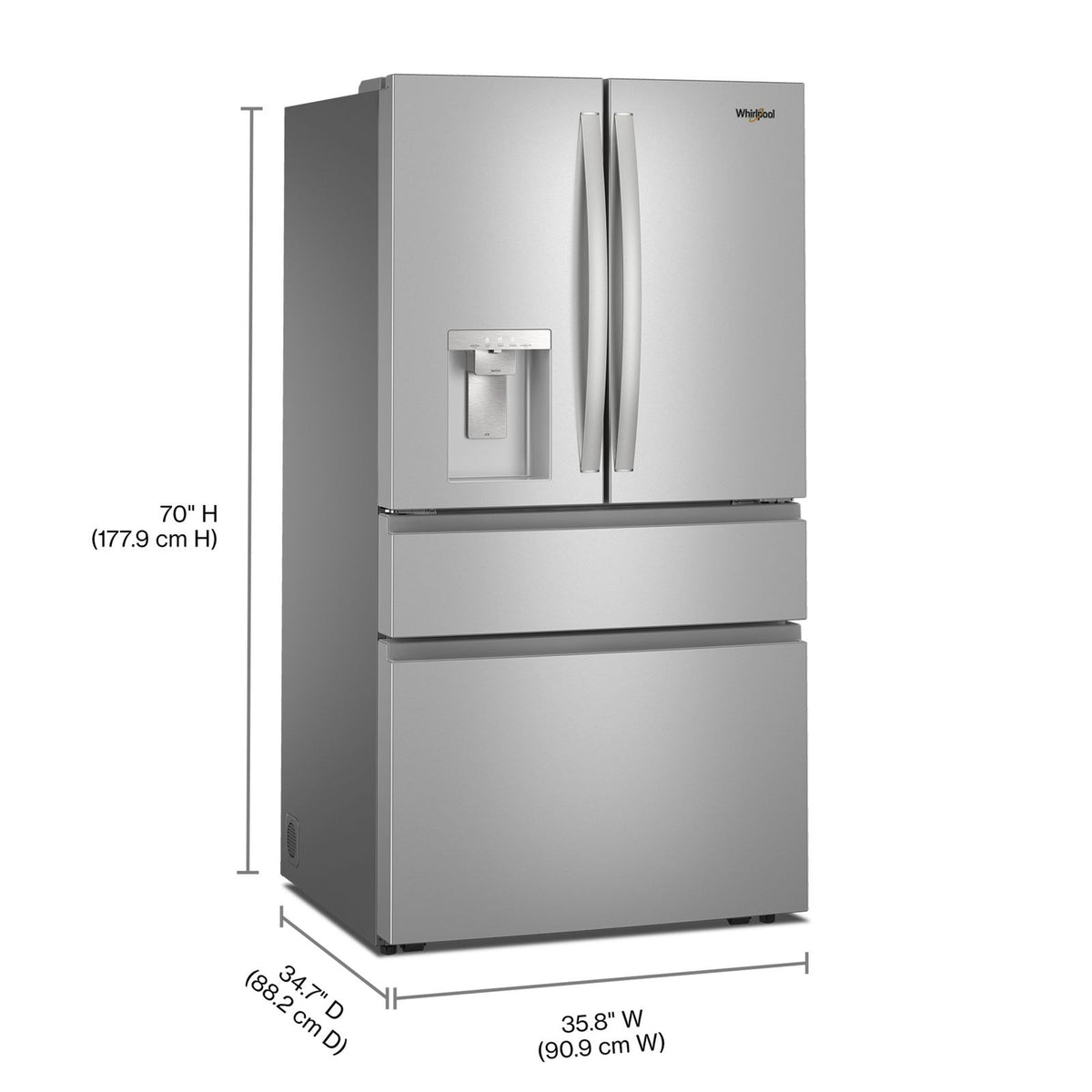 Whirlpool WRMF3636SZ Fingerprint-Resistant Stainless Finish French Door Refrigerator, manufacturer photo 3