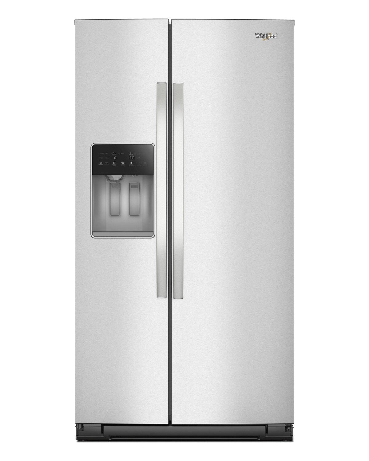 Whirlpool WRSC5536RZ Fingerprint-Resistant Stainless Finish Side-by-Side Refrigerator, front view
