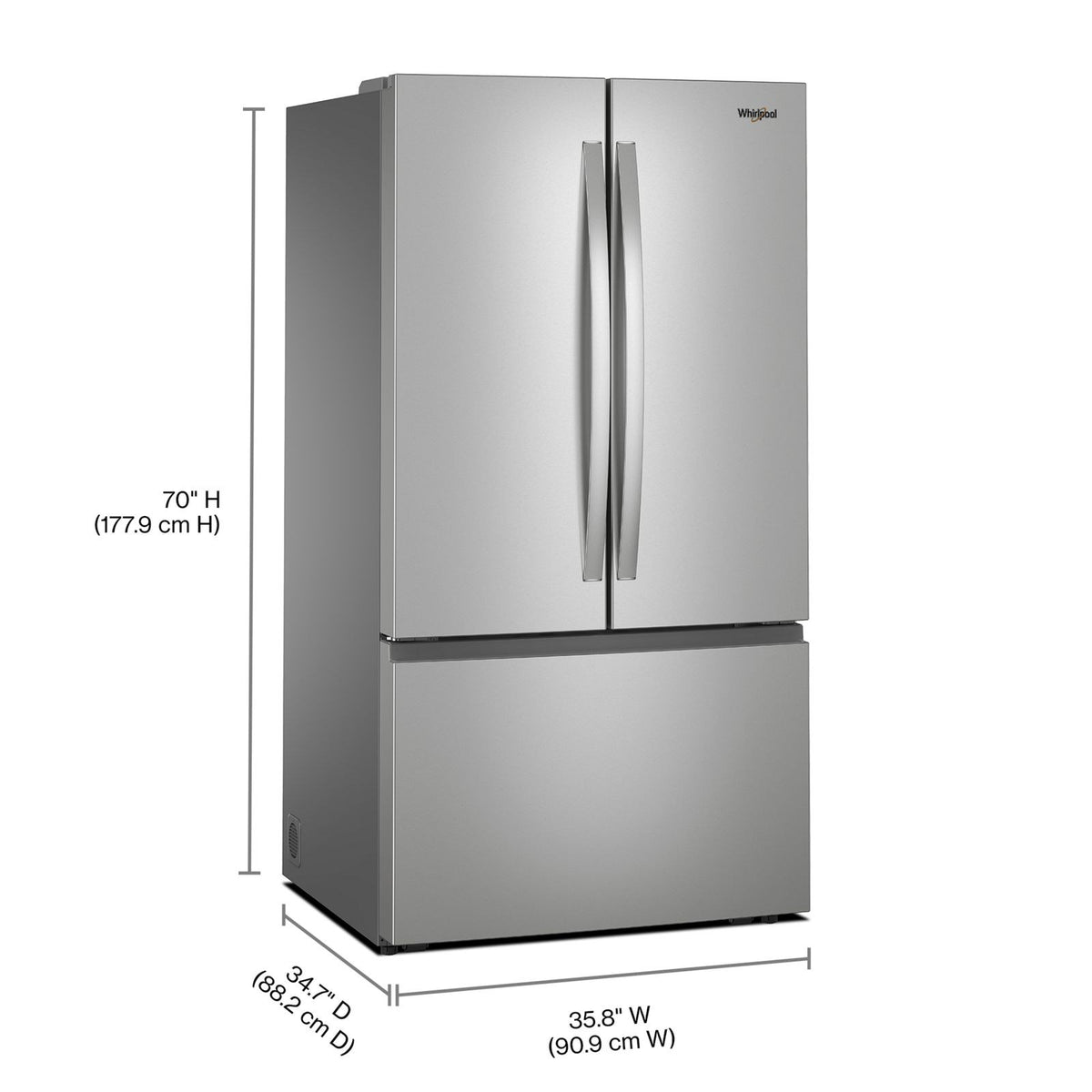 Whirlpool WRFF3136SZ Fingerprint-Resistant Stainless Finish French Door Refrigerator, manufacturer photo 3