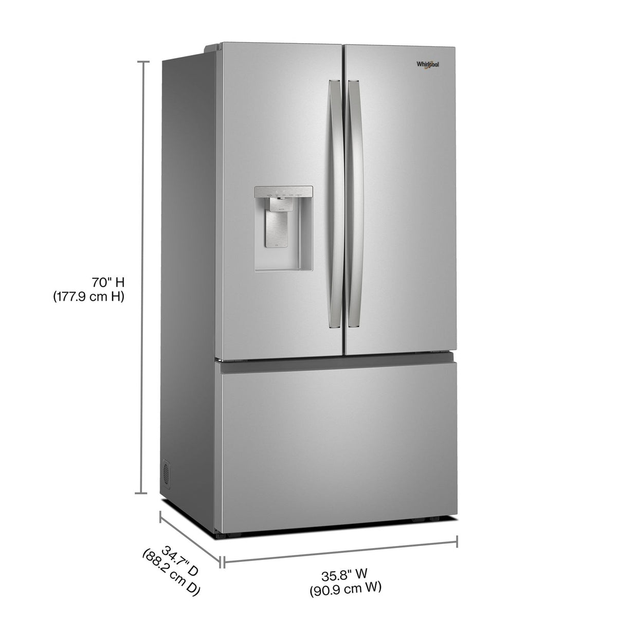 Whirlpool WRFF3536SZ Fingerprint-Resistant Stainless Finish French Door Refrigerator, manufacturer photo 2