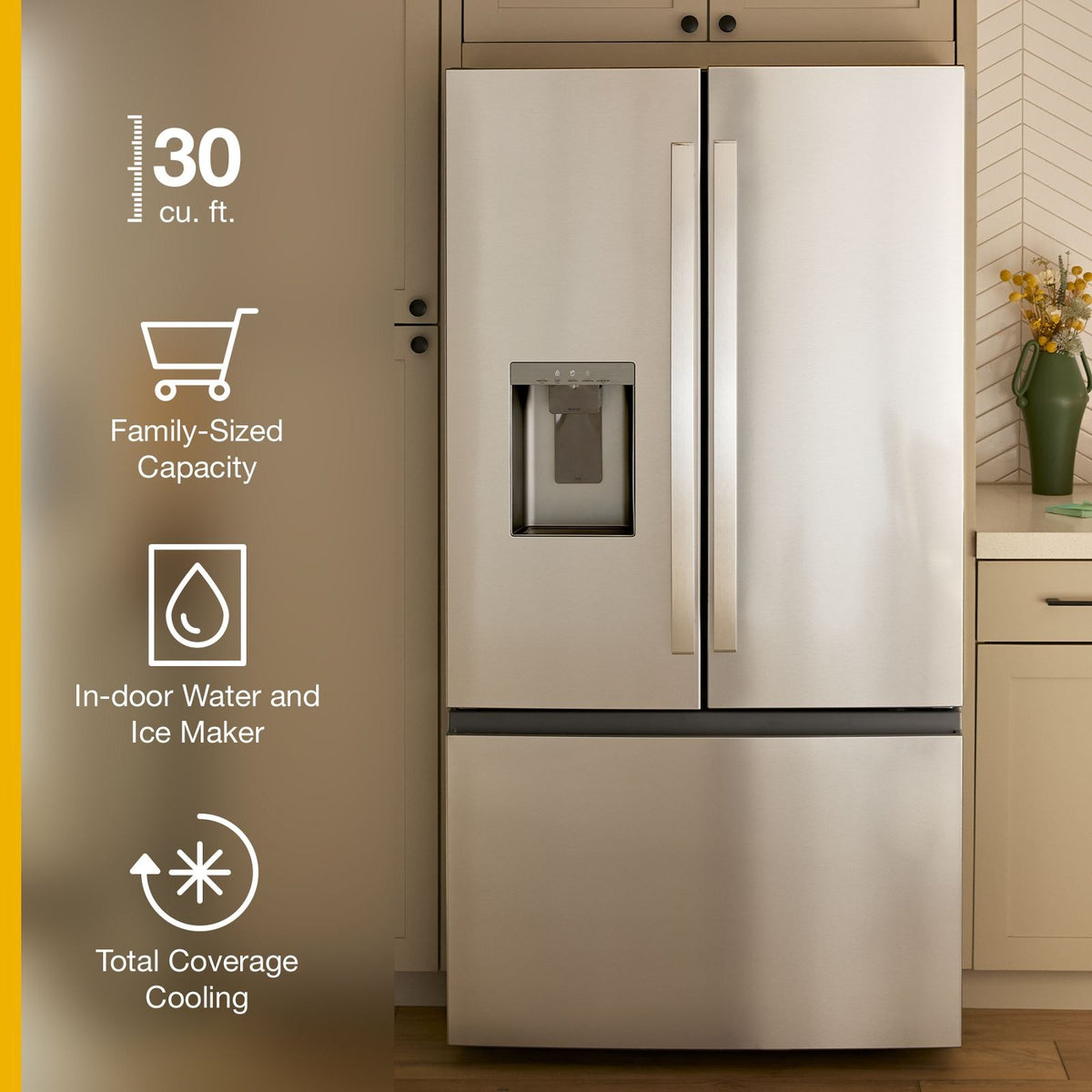 Whirlpool WRFF3536SZ Fingerprint-Resistant Stainless Finish French Door Refrigerator, manufacturer photo 3