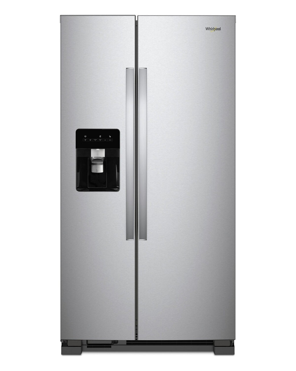 Whirlpool WRS315SDHZ Fingerprint-Resistant Stainless Finish Side-by-Side Refrigerator, front view