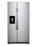 Whirlpool WRS315SDHZ Fingerprint-Resistant Stainless Finish Side-by-Side Refrigerator, front view