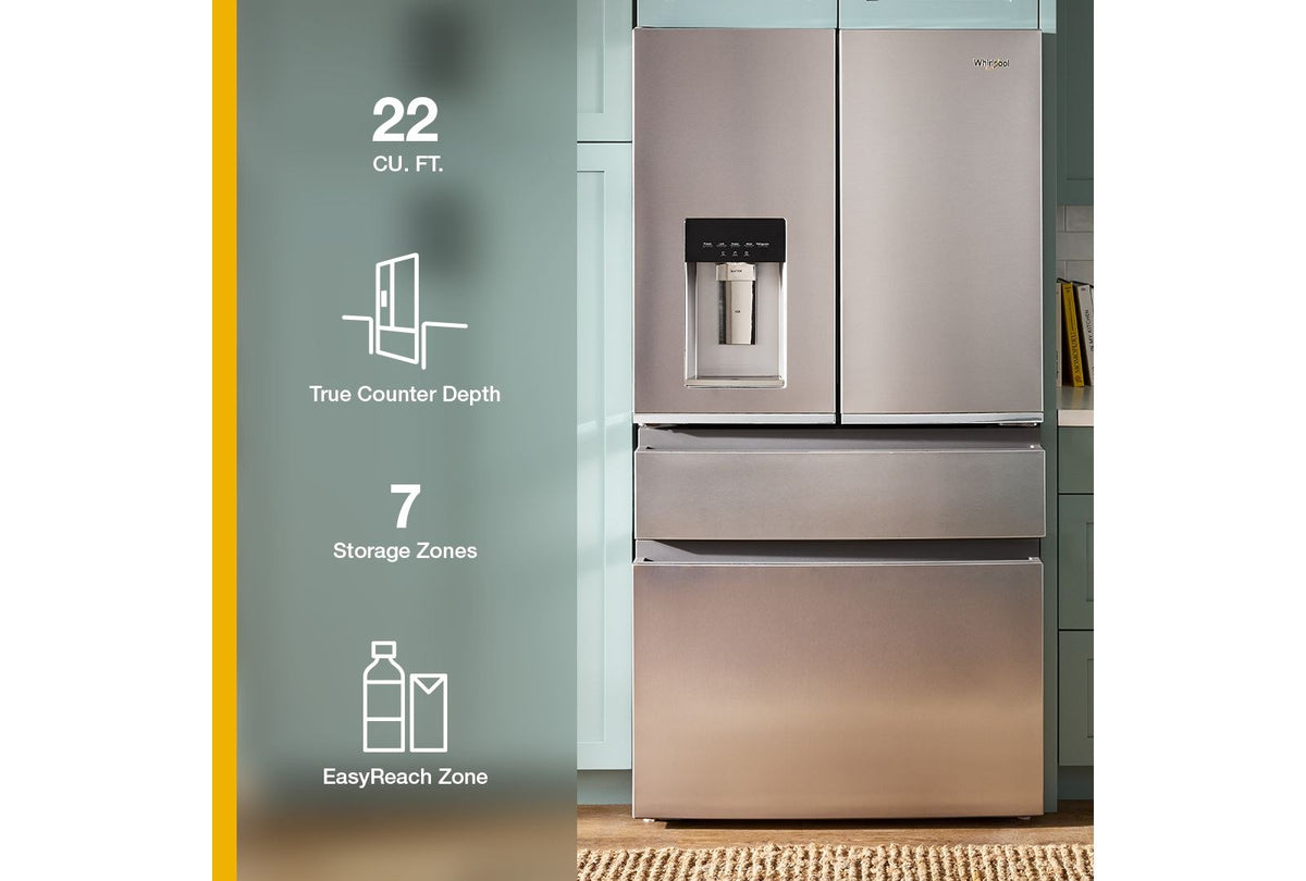 Whirlpool WRMC7036RZ Fingerprint-Resistant Stainless Finish 4-Door French Door Refrigerator, manufacturer photo 3